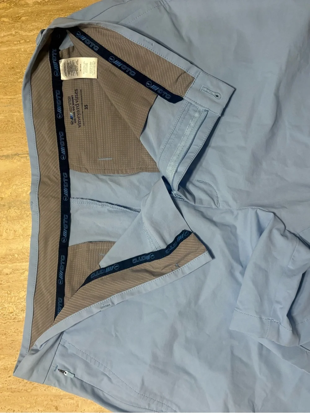 Vineyard Vines Mens 35 On-The-Go Shorts Light Blue Performance Stretch #0061